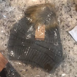 Gray CC Pom Hat